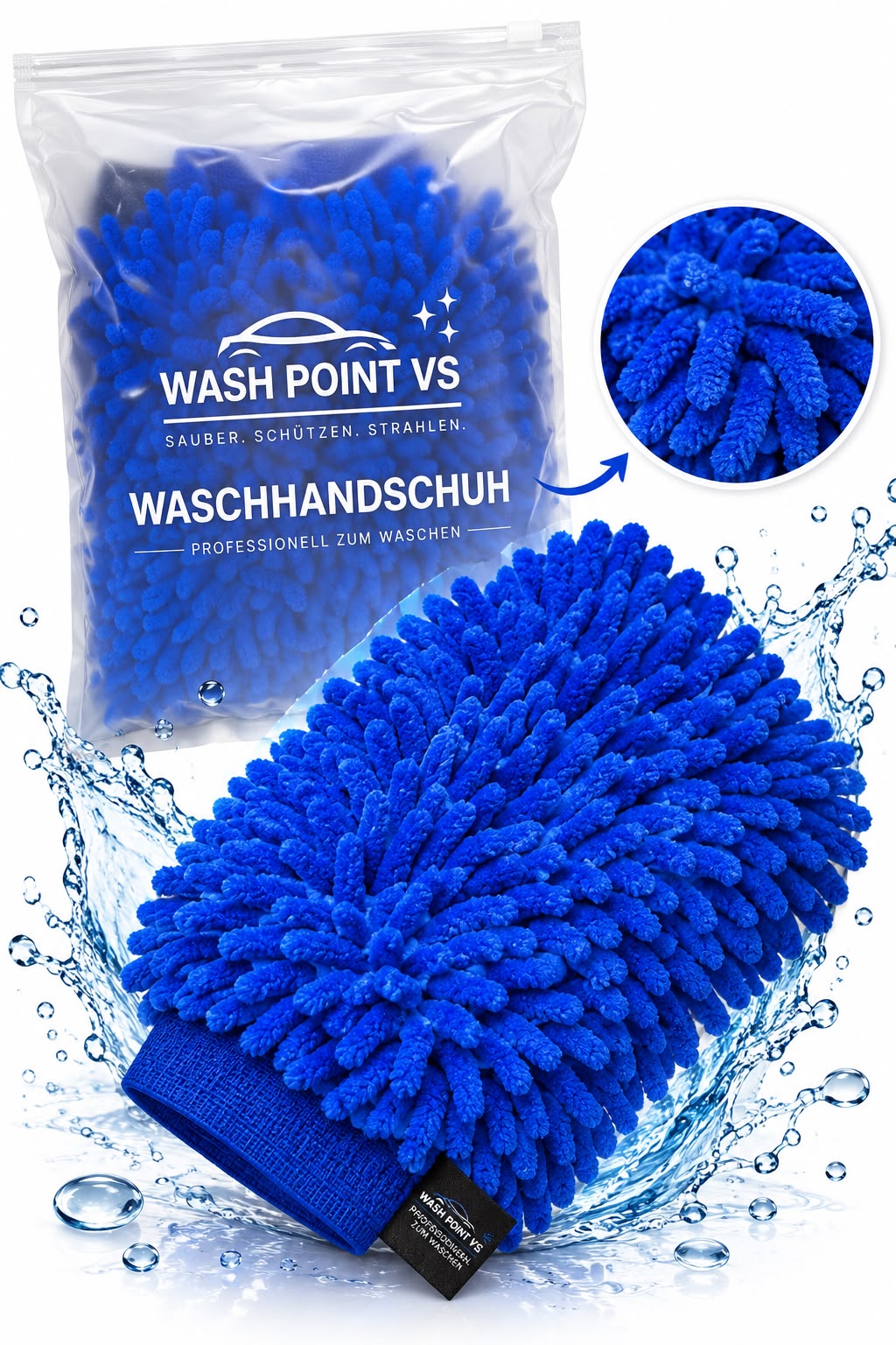 Waschhandschuh Blau
